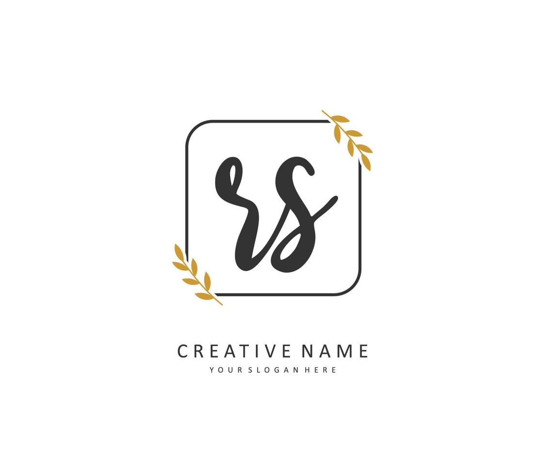 R S RS Initial letter handwriting and  signature logo. A concept handwriting initial logo with template element. vector
