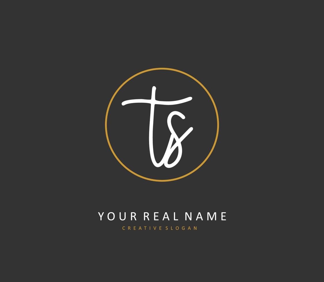 T S TS Initial letter handwriting and  signature logo. A concept handwriting initial logo with template element. vector