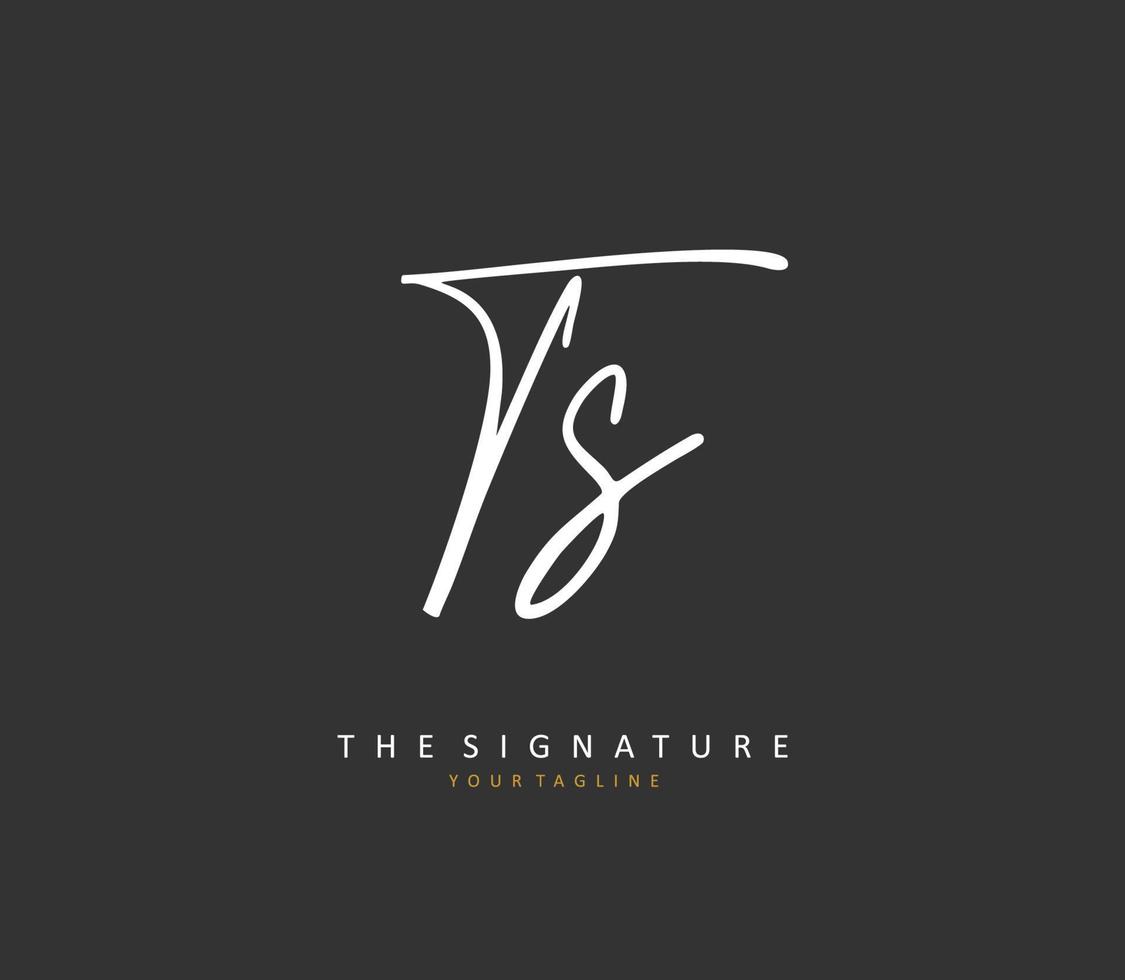 T S TS Initial letter handwriting and  signature logo. A concept handwriting initial logo with template element. vector