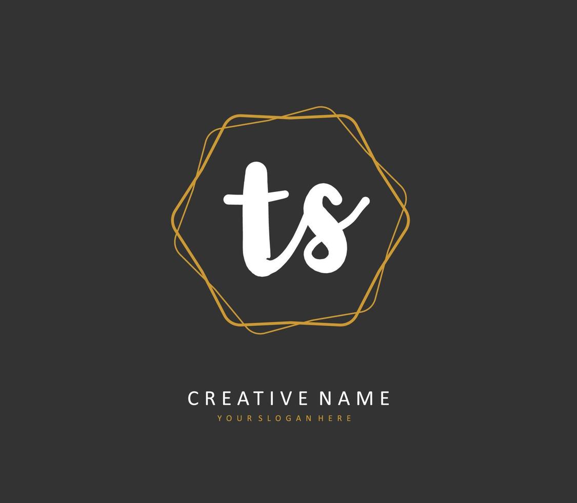 T S TS Initial letter handwriting and  signature logo. A concept handwriting initial logo with template element. vector