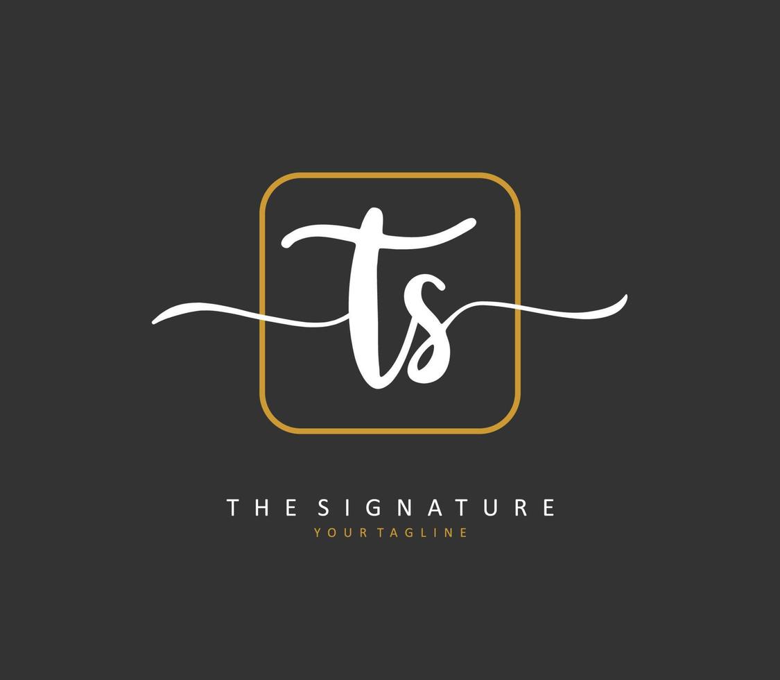 T S TS Initial letter handwriting and  signature logo. A concept handwriting initial logo with template element. vector