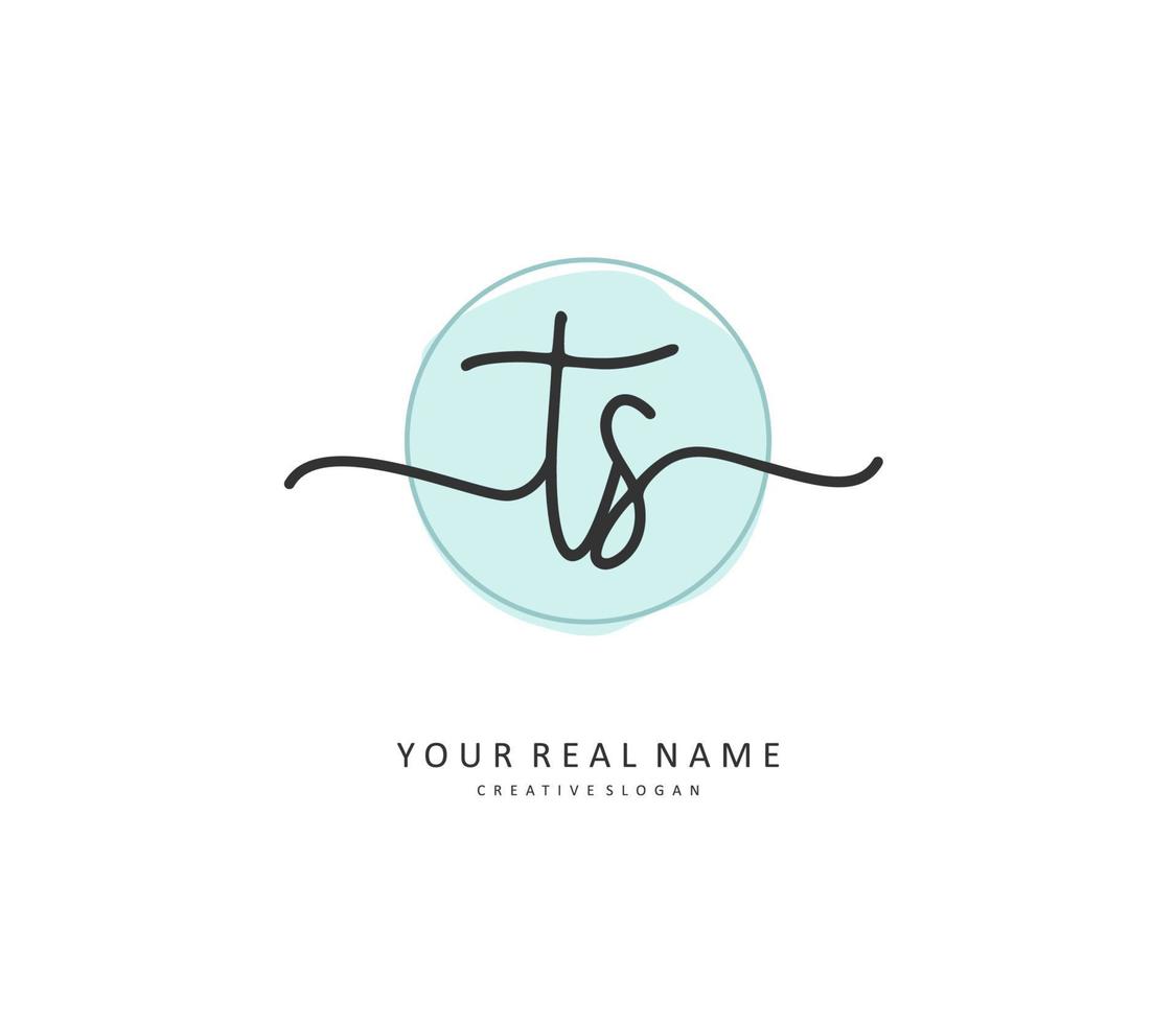T S TS Initial letter handwriting and  signature logo. A concept handwriting initial logo with template element. vector