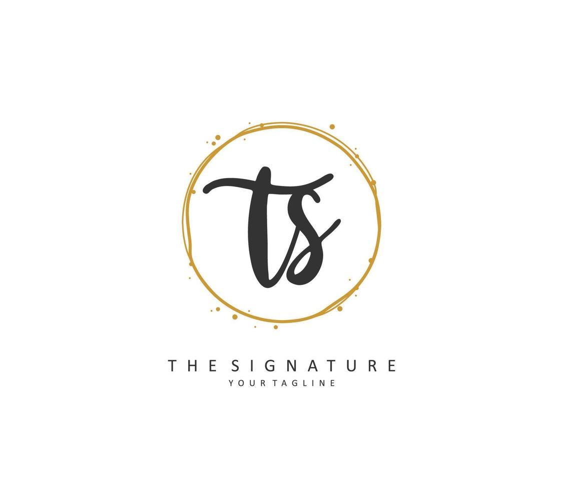 T S TS Initial letter handwriting and  signature logo. A concept handwriting initial logo with template element. vector