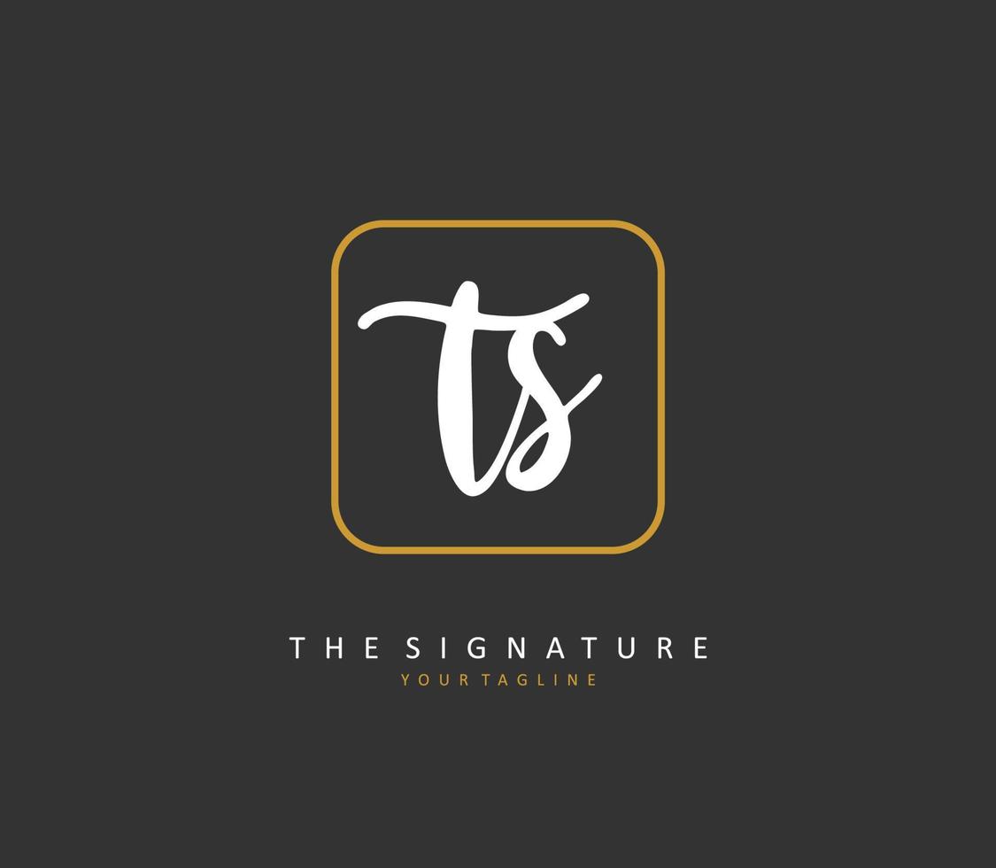 T S TS Initial letter handwriting and  signature logo. A concept handwriting initial logo with template element. vector
