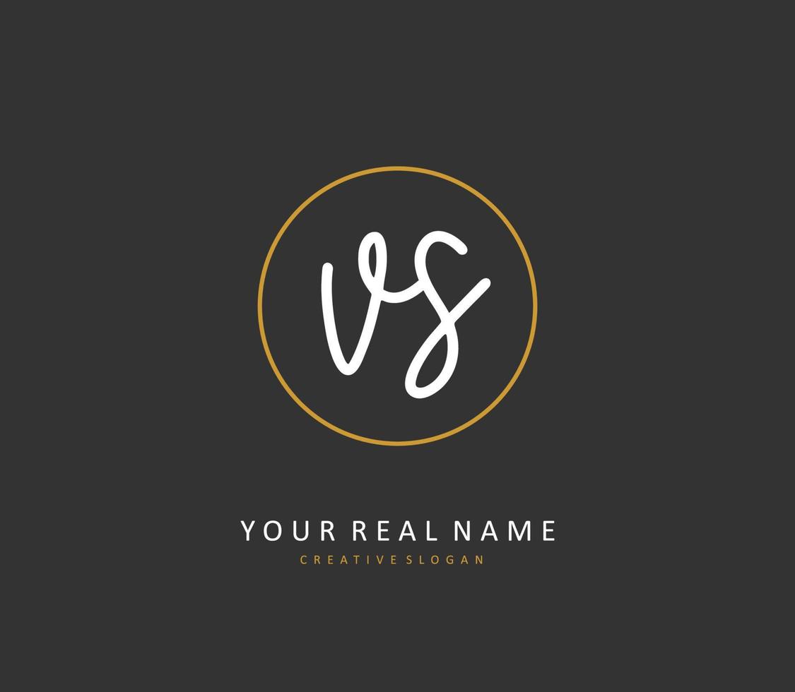 V S VS Initial letter handwriting and  signature logo. A concept handwriting initial logo with template element. vector