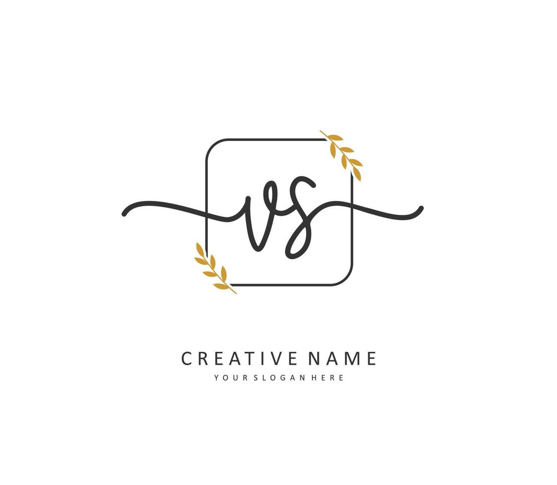 V S VS Initial letter handwriting and  signature logo. A concept handwriting initial logo with template element. vector