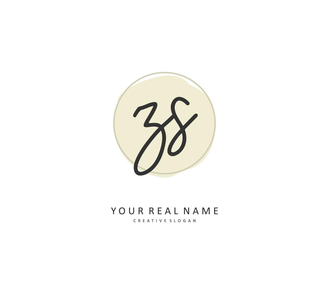 Z S ZS Initial letter handwriting and  signature logo. A concept handwriting initial logo with template element. vector