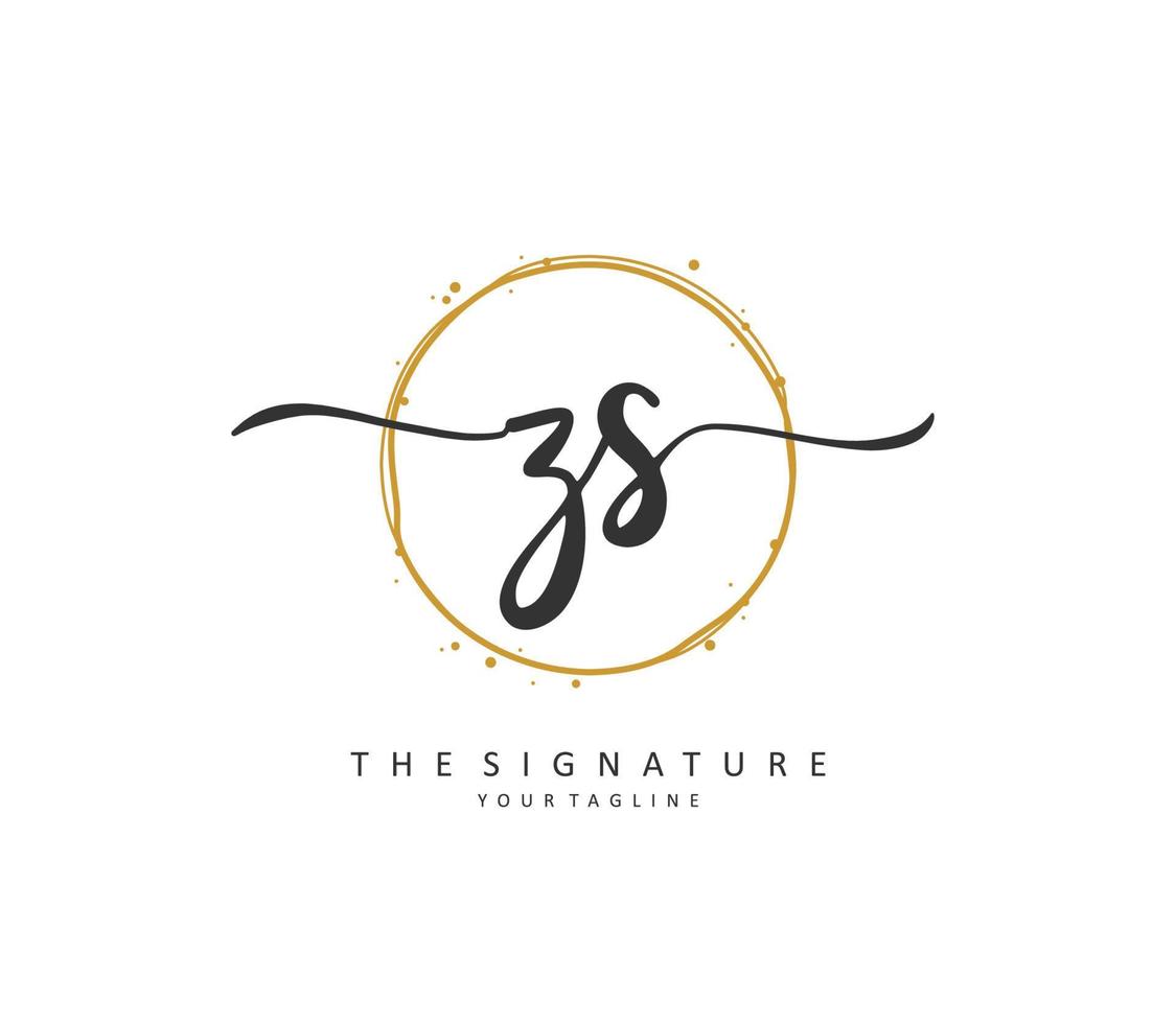 Z S ZS Initial letter handwriting and  signature logo. A concept handwriting initial logo with template element. vector