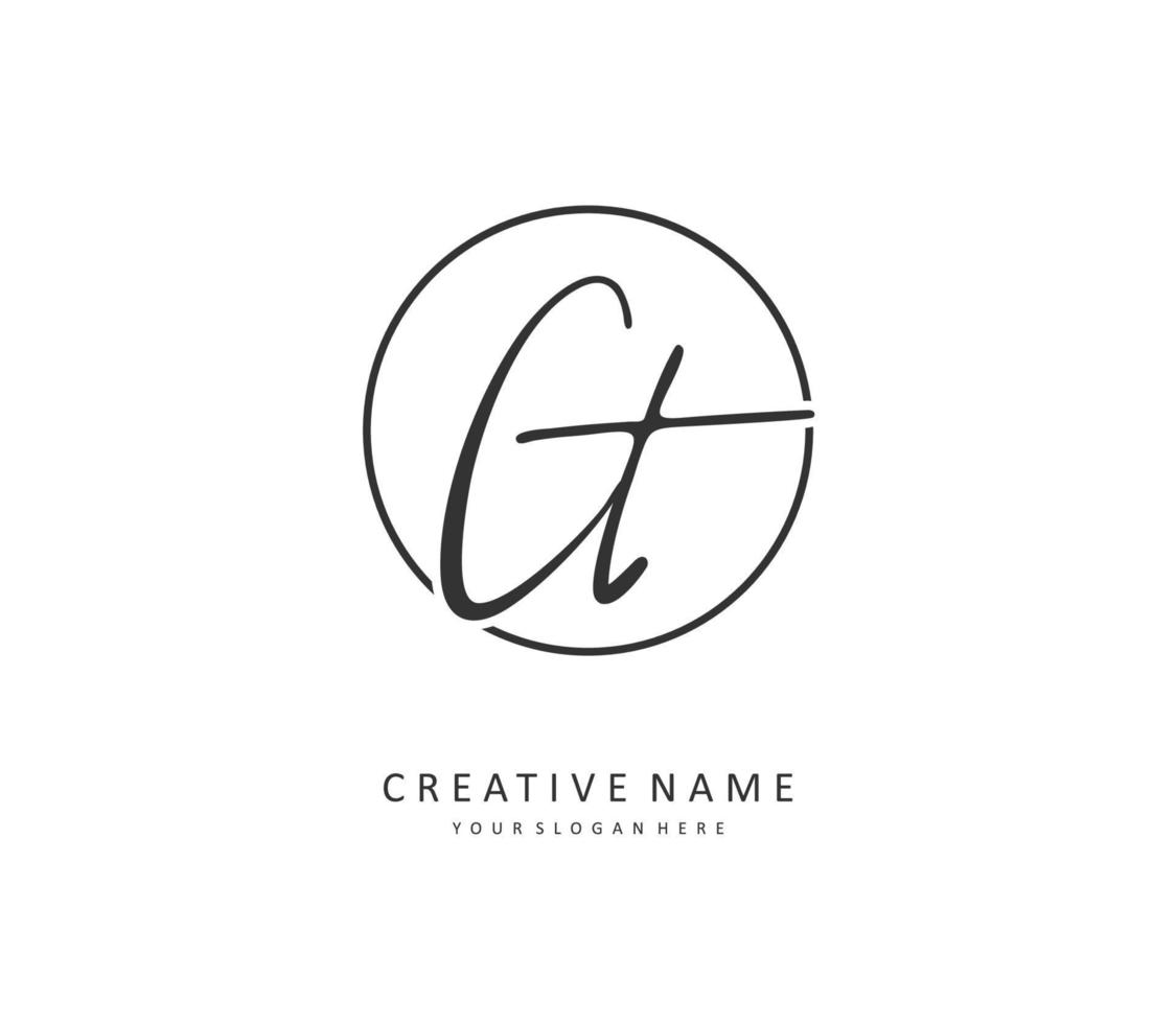 C T CT Initial letter handwriting and  signature logo. A concept handwriting initial logo with template element. vector