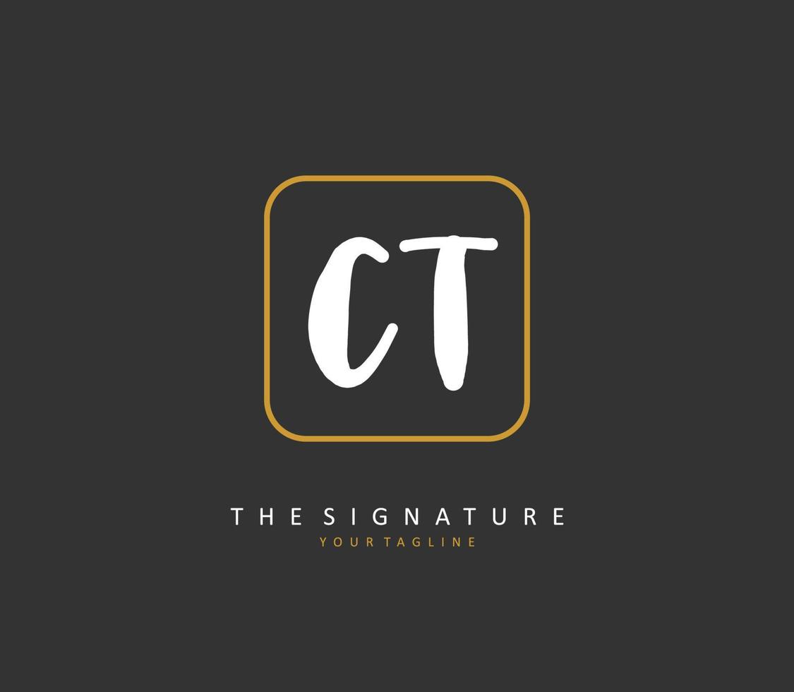 C T CT Initial letter handwriting and  signature logo. A concept handwriting initial logo with template element. vector