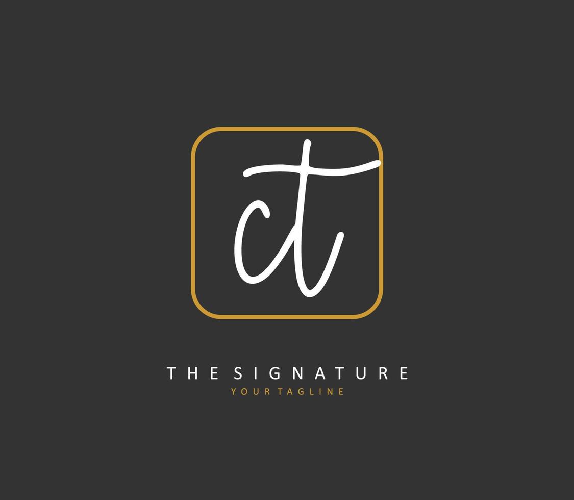 C T CT Initial letter handwriting and  signature logo. A concept handwriting initial logo with template element. vector