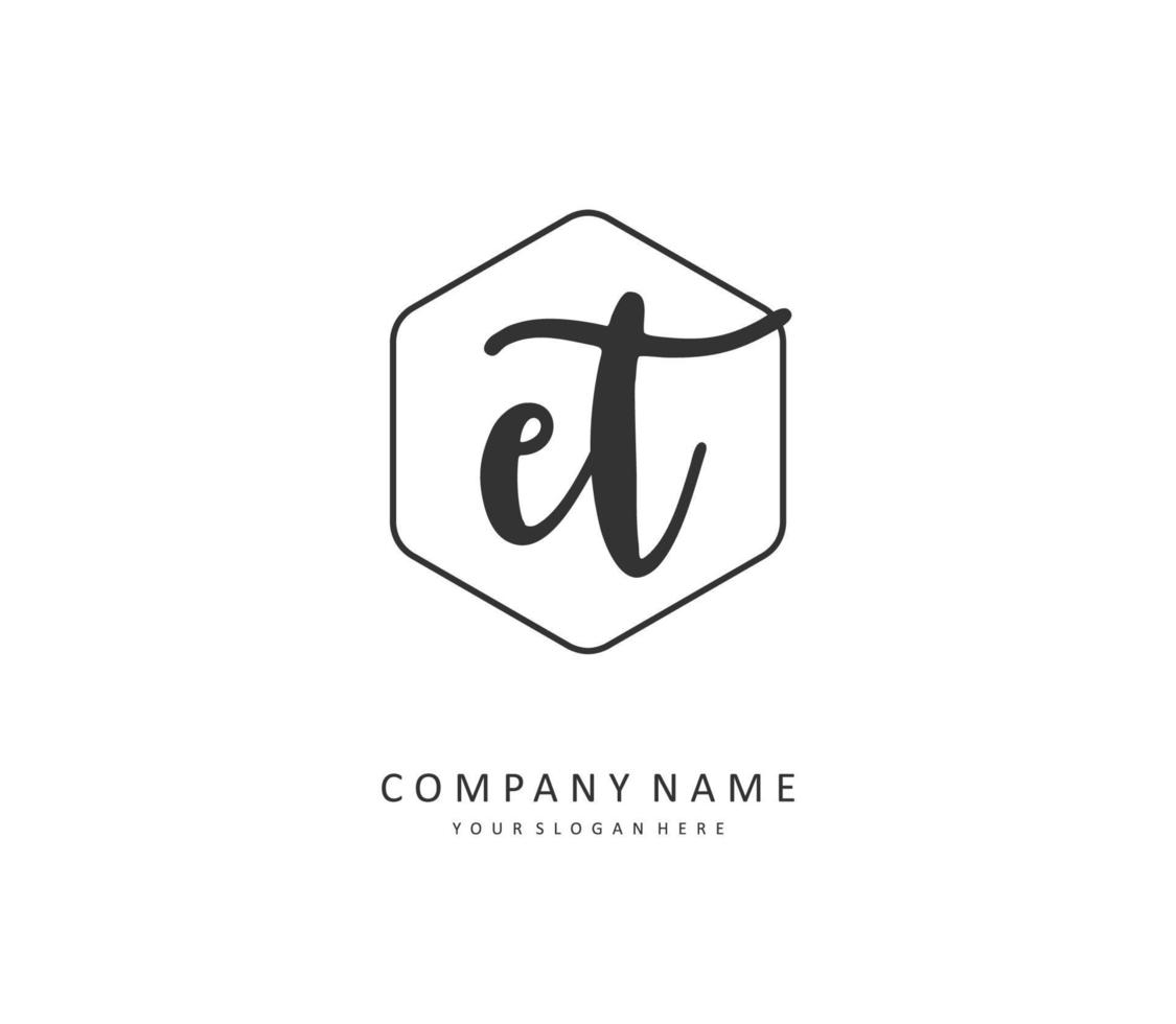 E T ET Initial letter handwriting and  signature logo. A concept handwriting initial logo with template element. vector