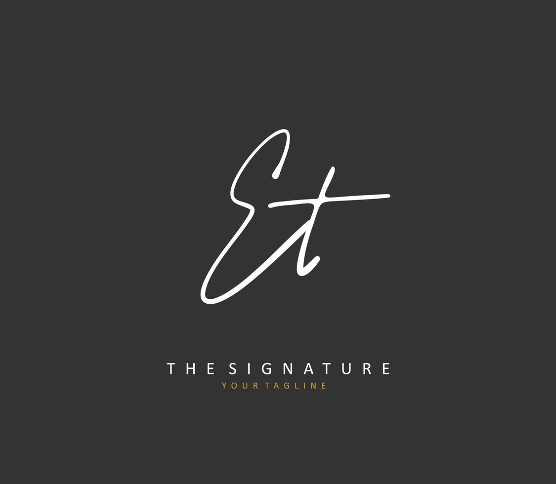 E T ET Initial letter handwriting and  signature logo. A concept handwriting initial logo with template element. vector