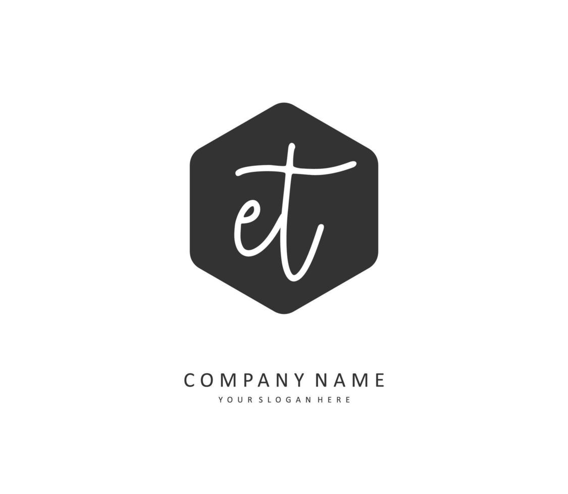 E T ET Initial letter handwriting and  signature logo. A concept handwriting initial logo with template element. vector