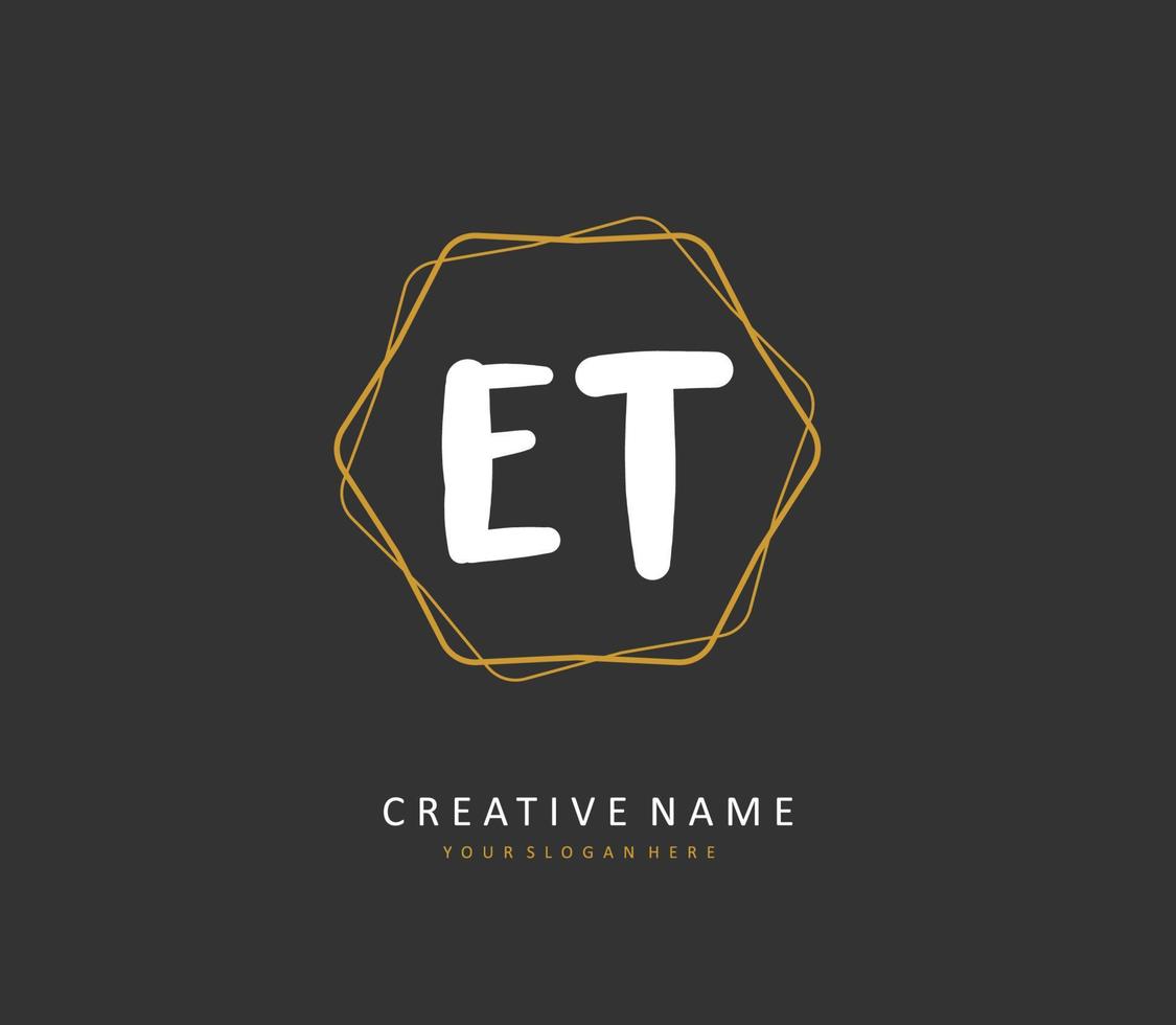 E T ET Initial letter handwriting and  signature logo. A concept handwriting initial logo with template element. vector