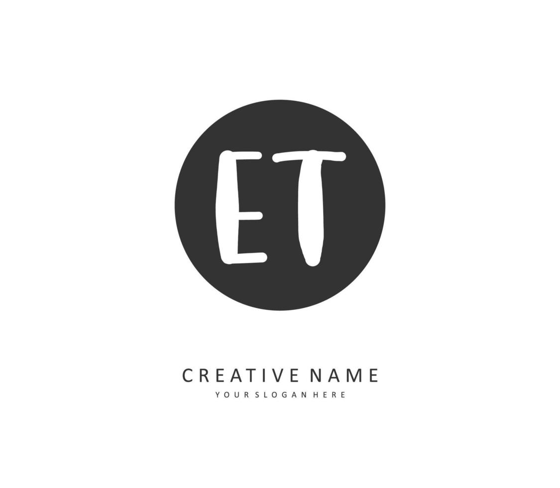 E T ET Initial letter handwriting and  signature logo. A concept handwriting initial logo with template element. vector