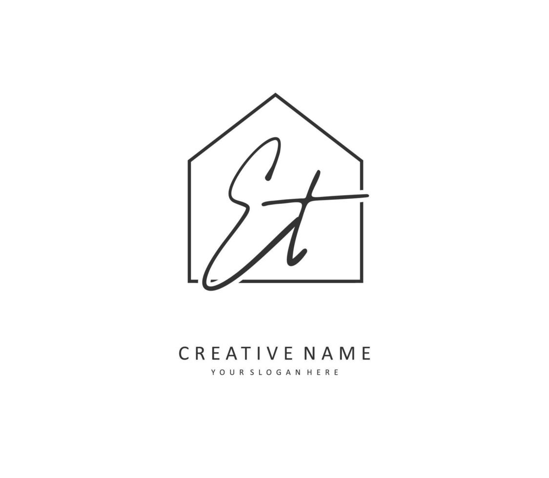 E T ET Initial letter handwriting and  signature logo. A concept handwriting initial logo with template element. vector