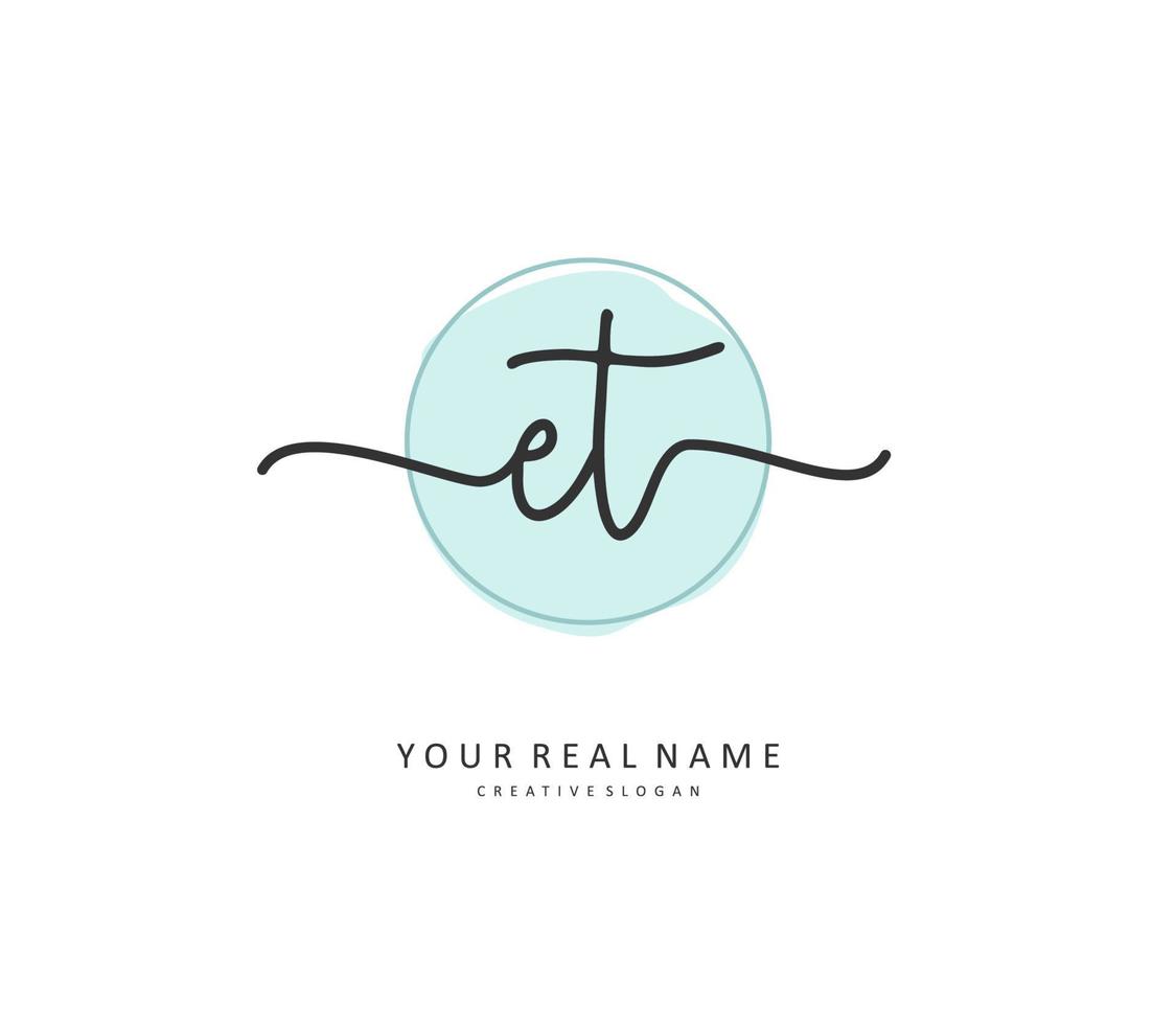 E T ET Initial letter handwriting and  signature logo. A concept handwriting initial logo with template element. vector