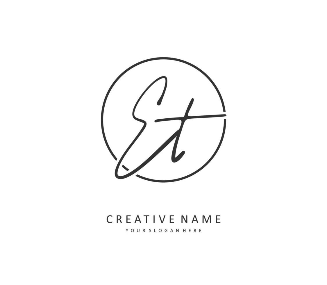 E T ET Initial letter handwriting and  signature logo. A concept handwriting initial logo with template element. vector