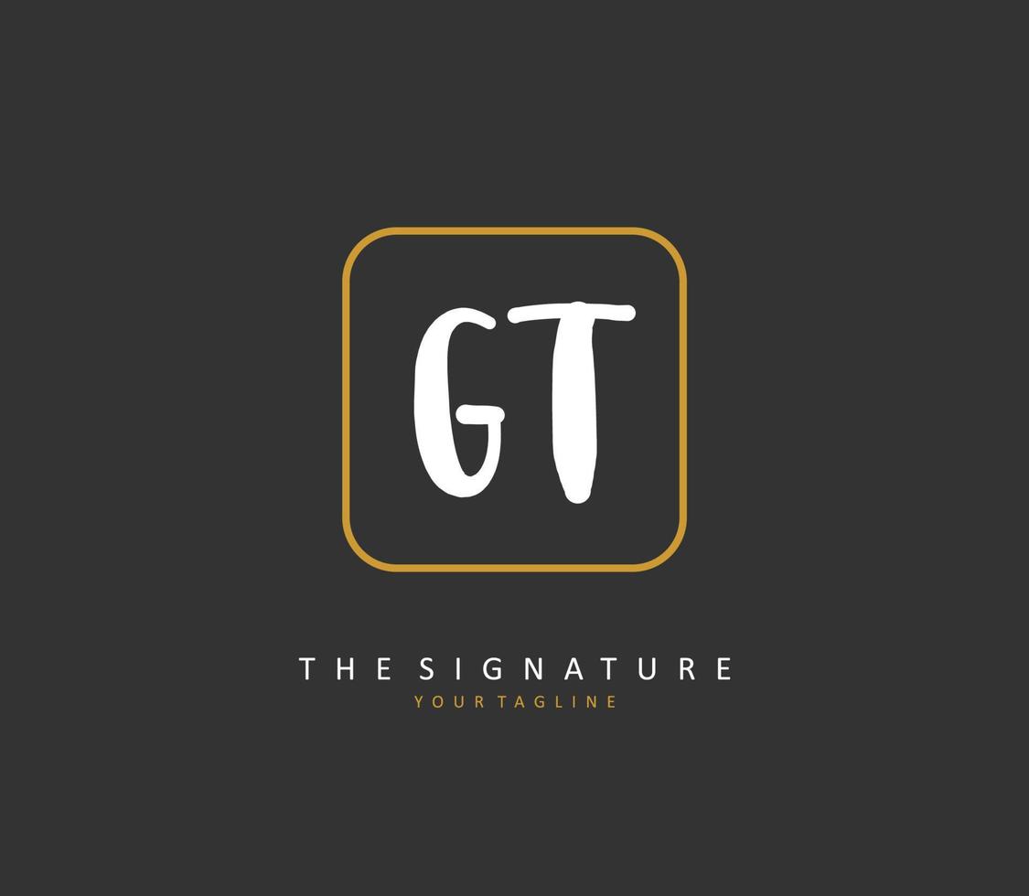 G T GT Initial letter handwriting and  signature logo. A concept handwriting initial logo with template element. vector