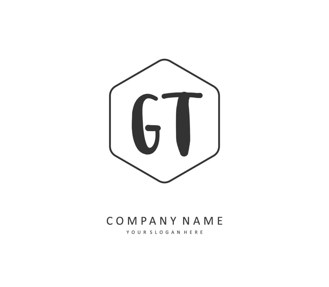 G T GT Initial letter handwriting and  signature logo. A concept handwriting initial logo with template element. vector