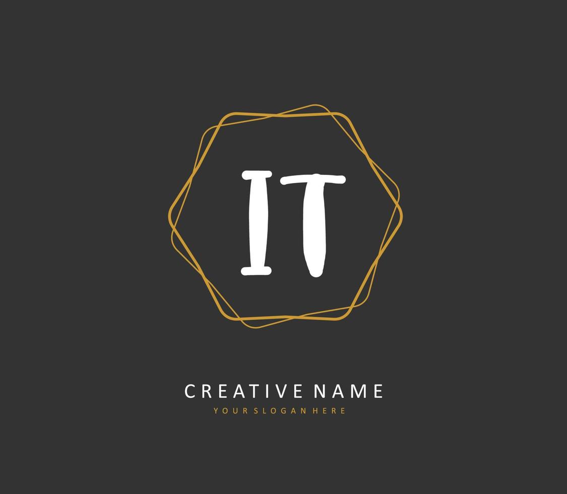I T IT Initial letter handwriting and  signature logo. A concept handwriting initial logo with template element. vector