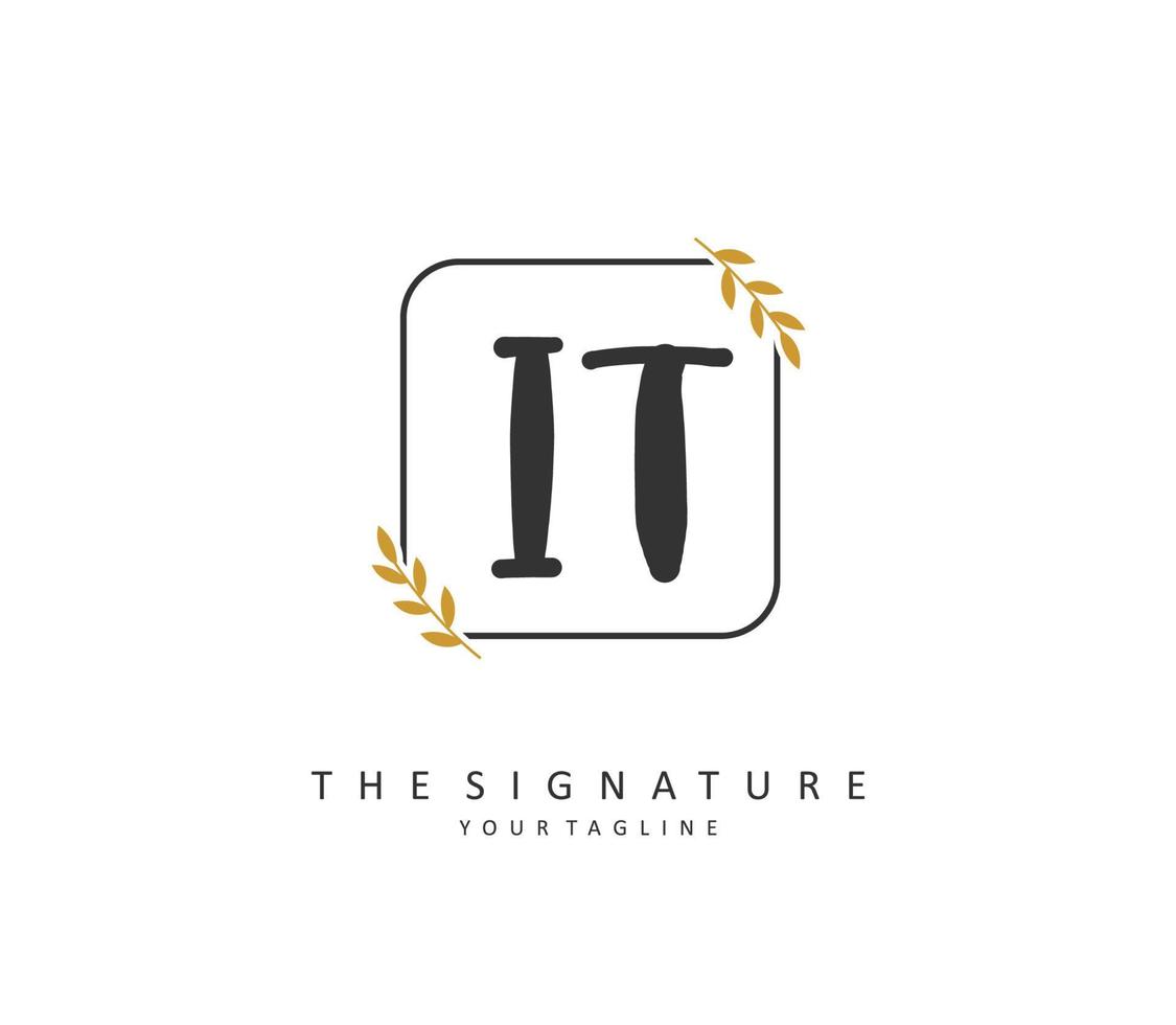 I T IT Initial letter handwriting and  signature logo. A concept handwriting initial logo with template element. vector