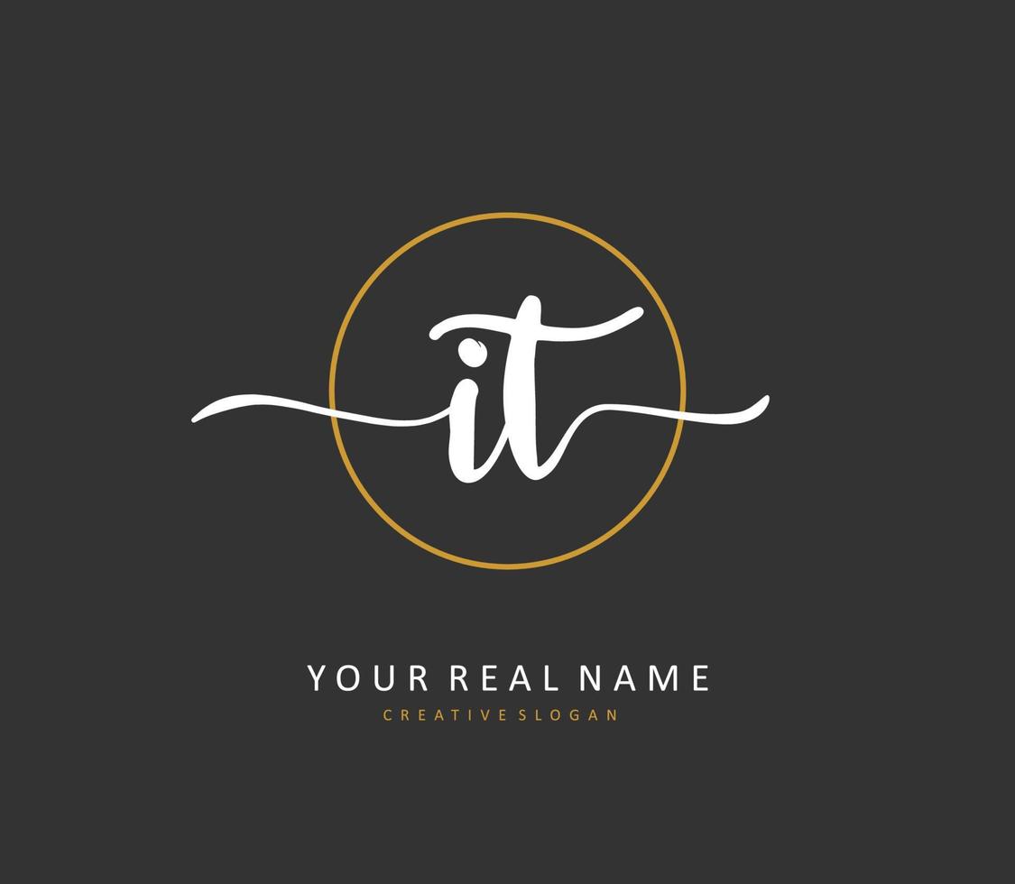I T IT Initial letter handwriting and  signature logo. A concept handwriting initial logo with template element. vector