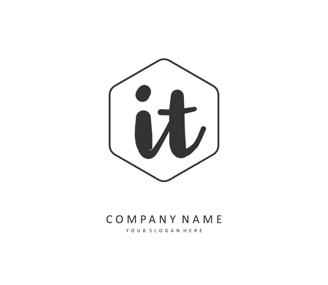 I T IT Initial letter handwriting and  signature logo. A concept handwriting initial logo with template element. vector