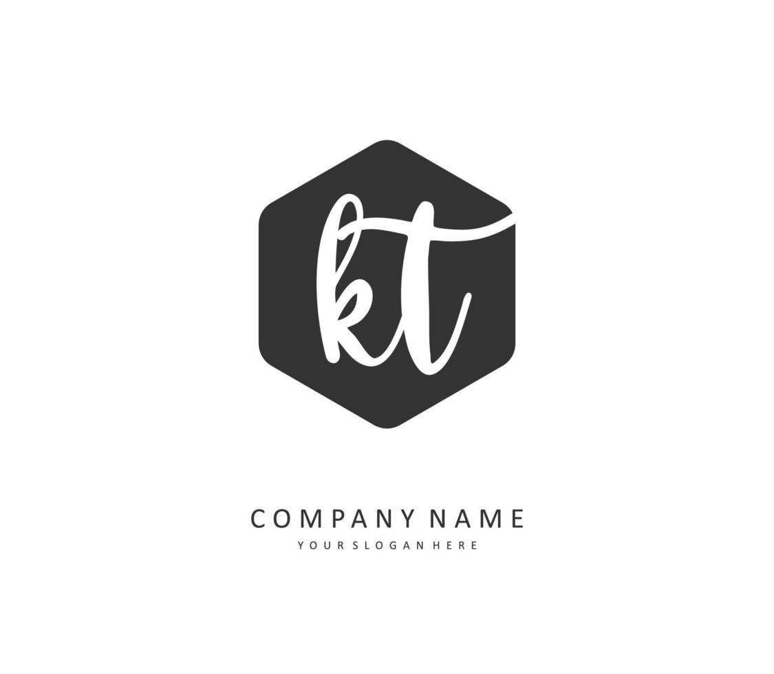 K T Kt Initial Letter Handwriting And Signature Logo A Concept Handwriting Initial Logo With