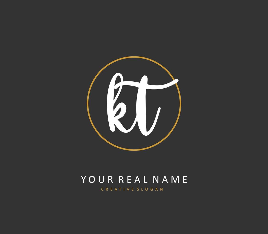 K T KT Initial letter handwriting and  signature logo. A concept handwriting initial logo with template element. vector