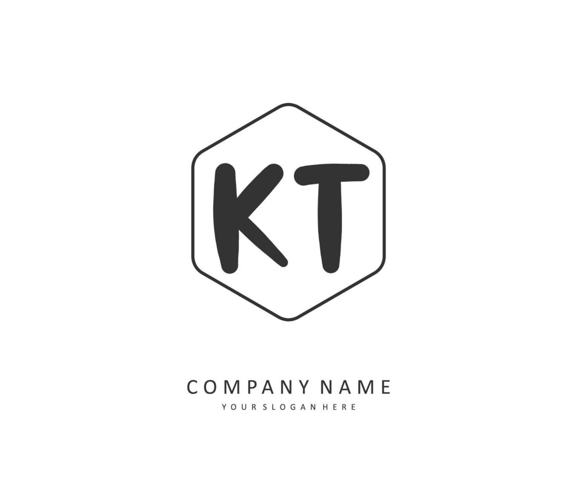 K T KT Initial letter handwriting and  signature logo. A concept handwriting initial logo with template element. vector