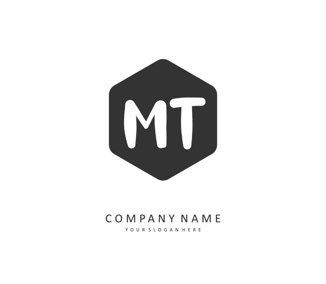 M T MT Initial letter handwriting and  signature logo. A concept handwriting initial logo with template element. vector