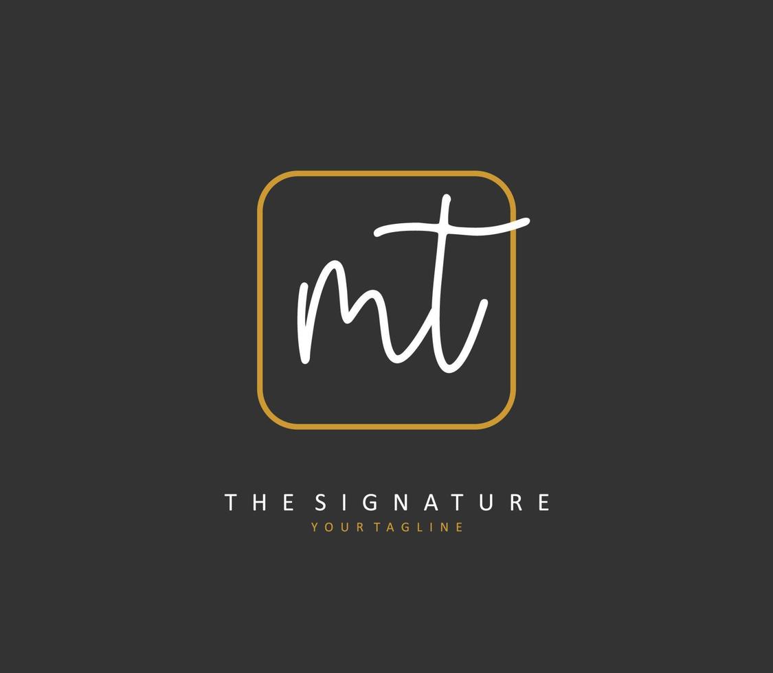 M T MT Initial letter handwriting and  signature logo. A concept handwriting initial logo with template element. vector