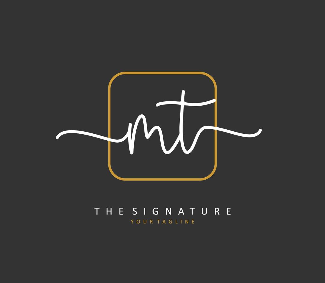 M T MT Initial letter handwriting and  signature logo. A concept handwriting initial logo with template element. vector