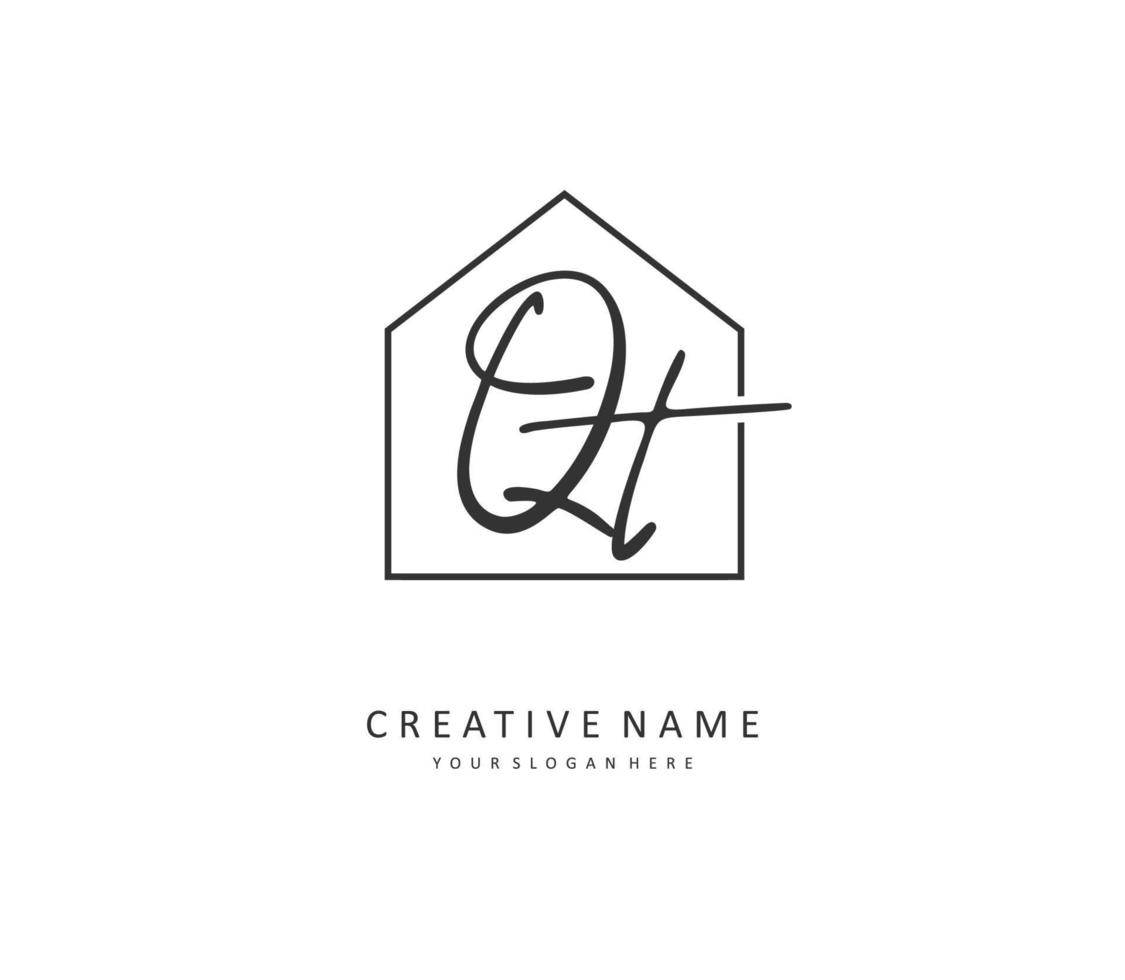Q T QT Initial letter handwriting and  signature logo. A concept handwriting initial logo with template element. vector