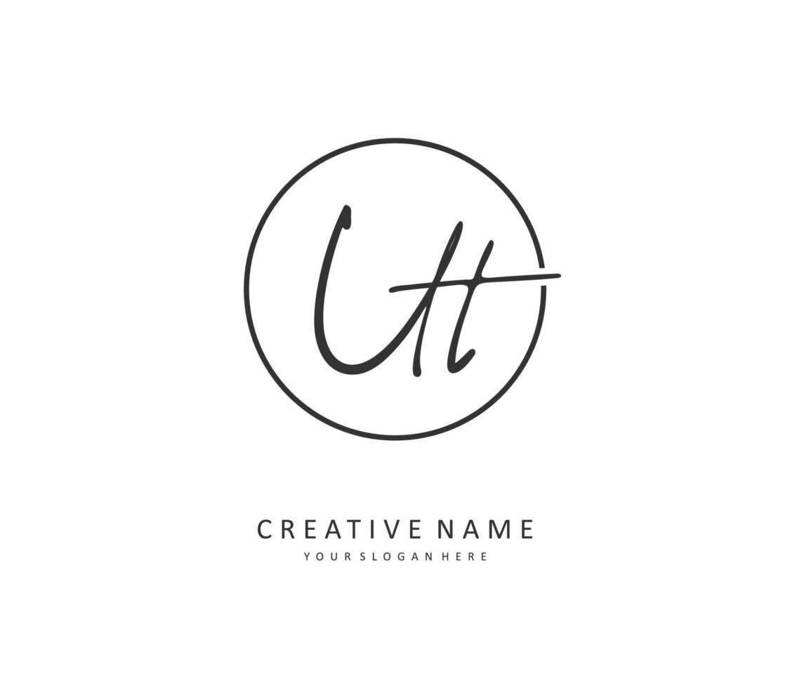 U T UT Initial letter handwriting and  signature logo. A concept handwriting initial logo with template element. vector