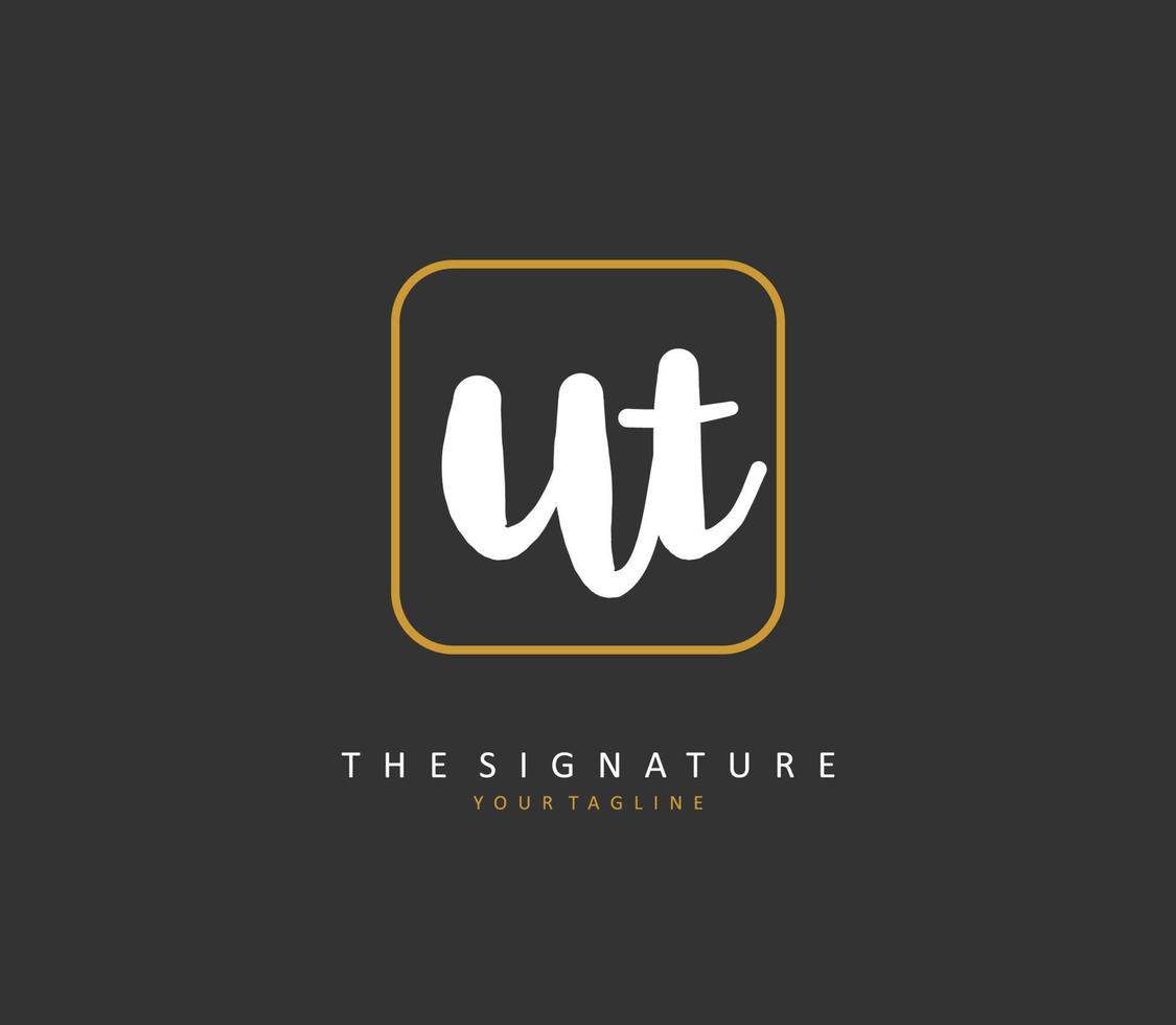 U T UT Initial letter handwriting and  signature logo. A concept handwriting initial logo with template element. vector