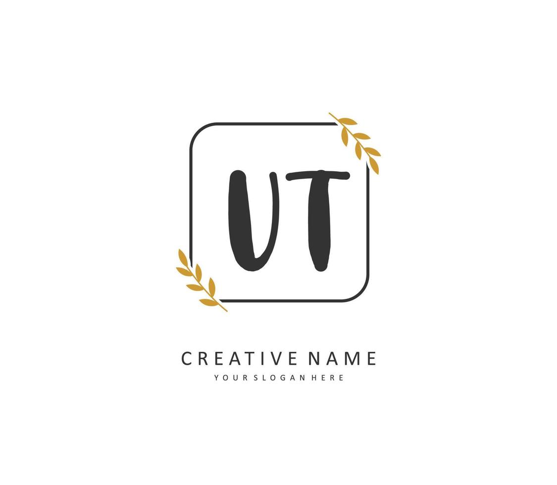 U T UT Initial letter handwriting and  signature logo. A concept handwriting initial logo with template element. vector