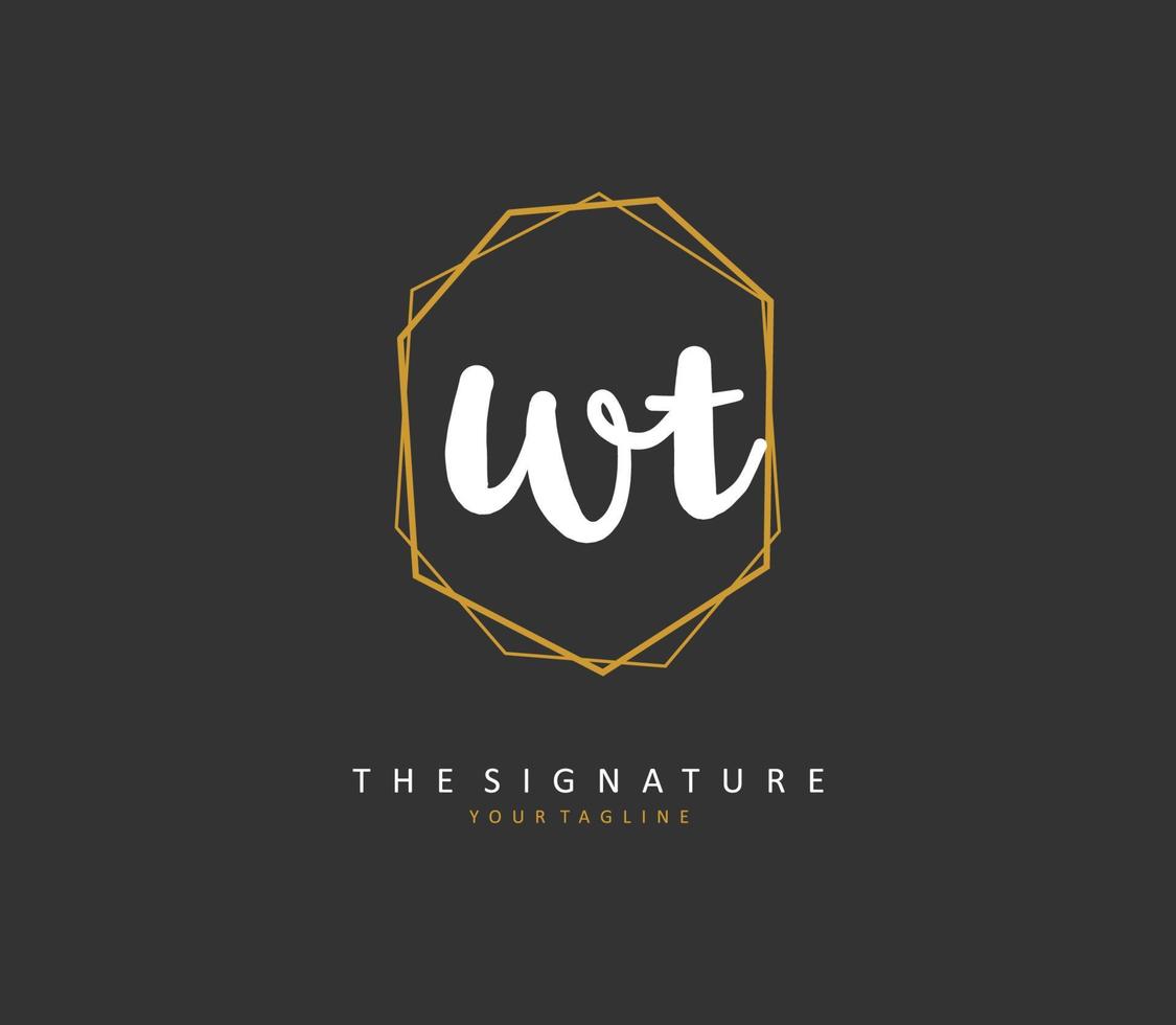 W T WT Initial letter handwriting and  signature logo. A concept handwriting initial logo with template element. vector