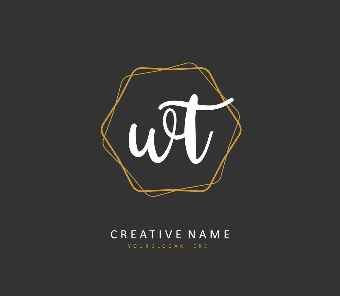 W T WT Initial letter handwriting and  signature logo. A concept handwriting initial logo with template element. vector