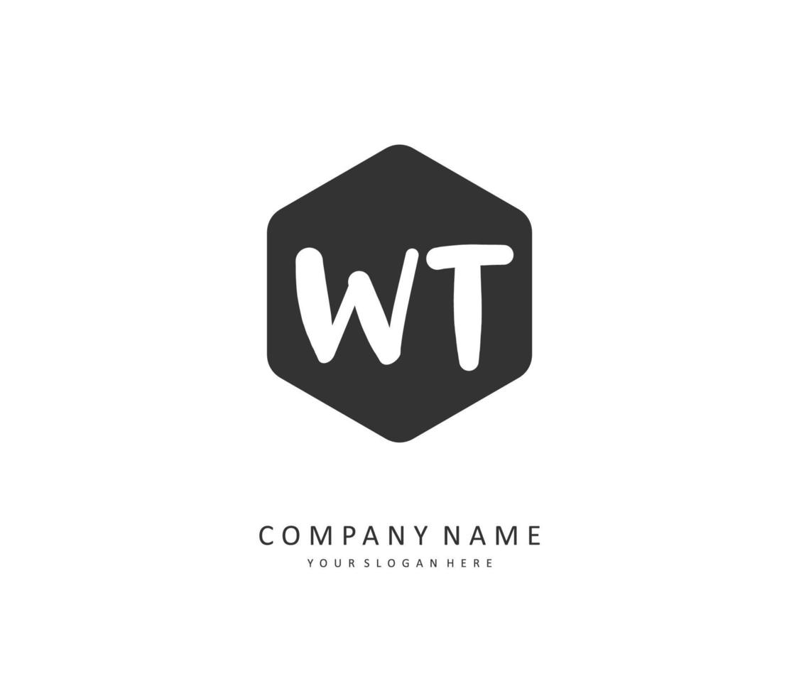 W T WT Initial letter handwriting and  signature logo. A concept handwriting initial logo with template element. vector