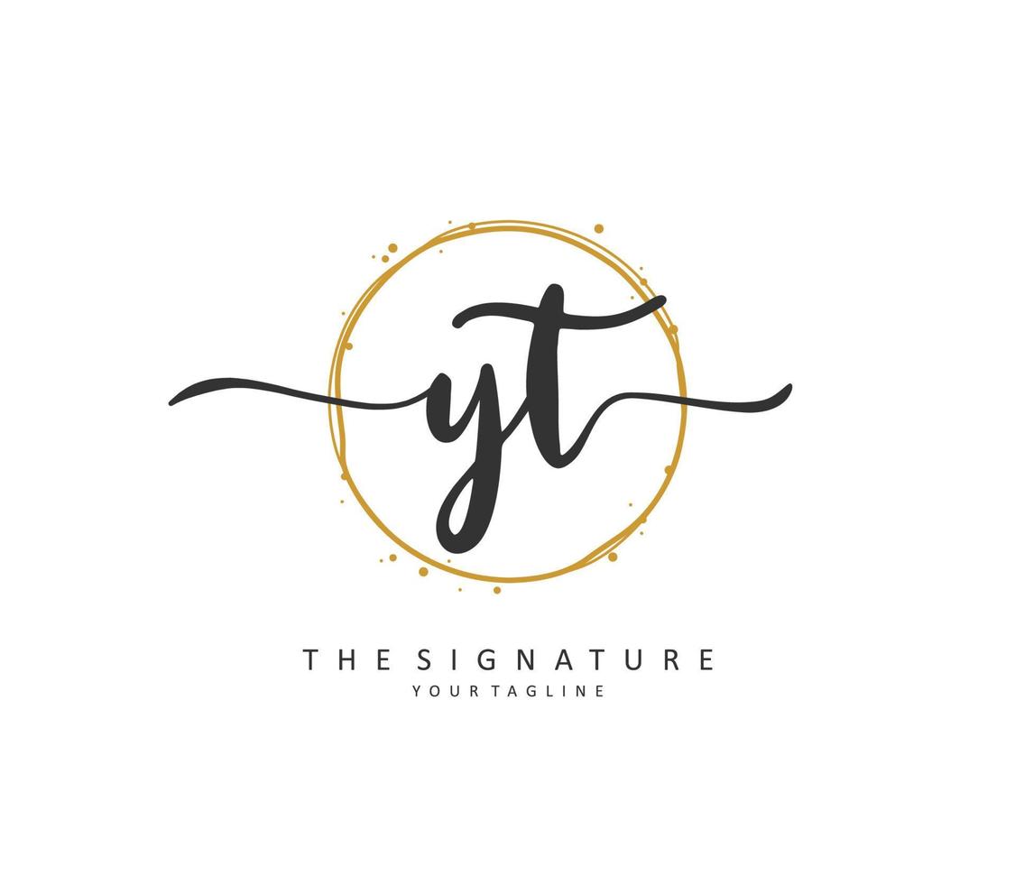 Y T YT Initial letter handwriting and  signature logo. A concept handwriting initial logo with template element. vector