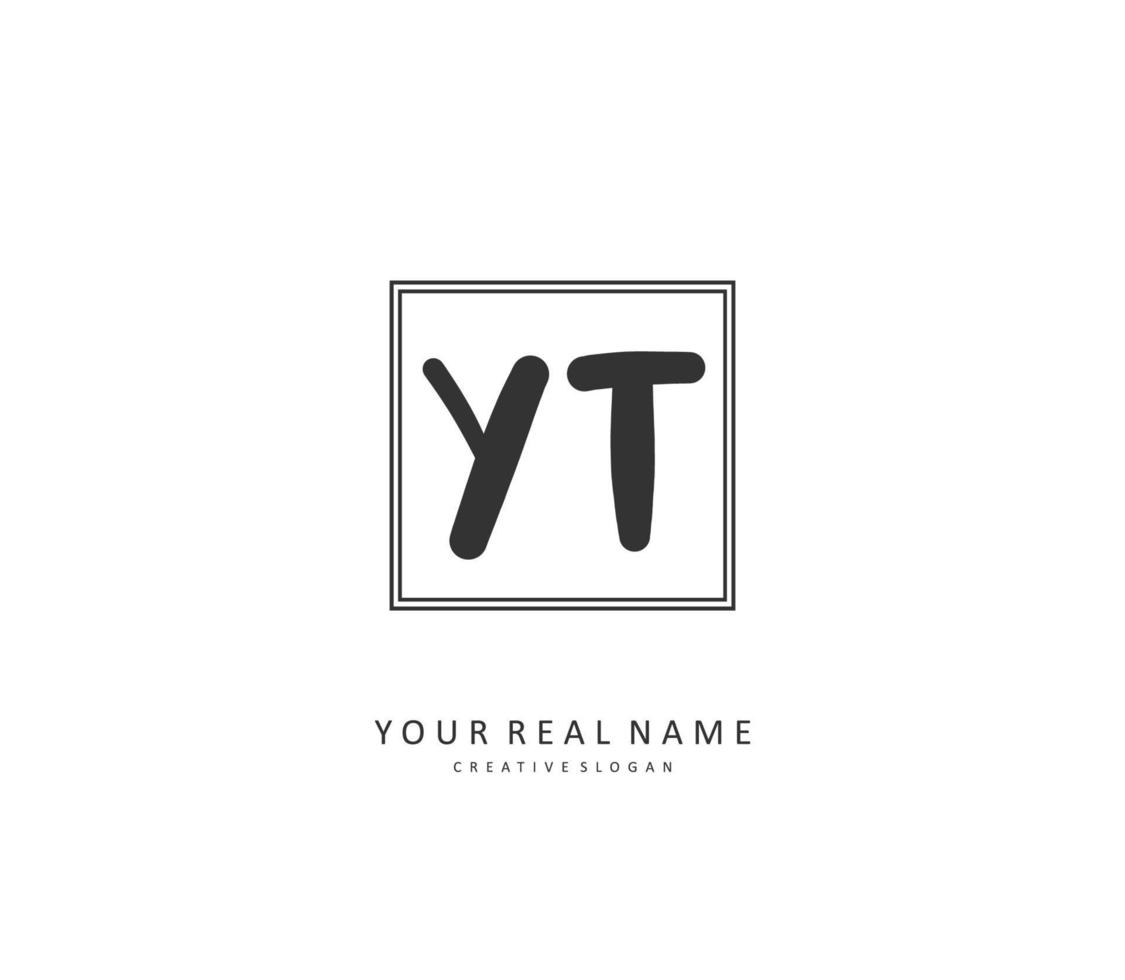 Y T YT Initial letter handwriting and  signature logo. A concept handwriting initial logo with template element. vector