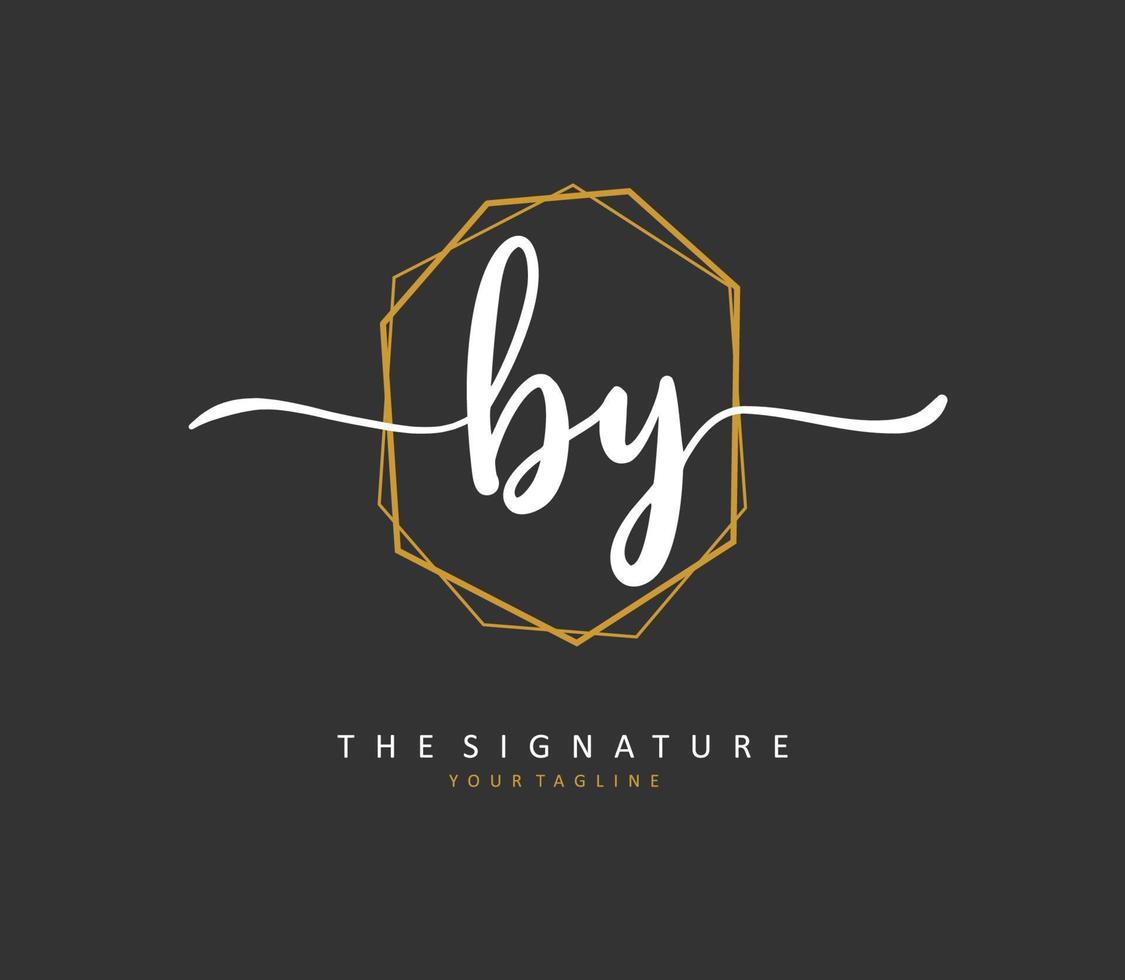 BY Initial letter handwriting and  signature logo. A concept handwriting initial logo with template element. vector