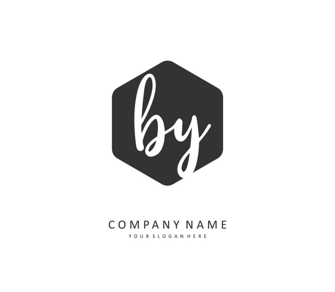 BY Initial letter handwriting and  signature logo. A concept handwriting initial logo with template element. vector