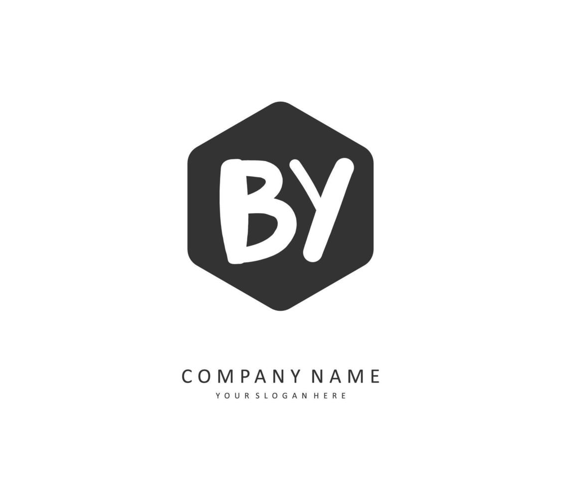 BY Initial letter handwriting and  signature logo. A concept handwriting initial logo with template element. vector