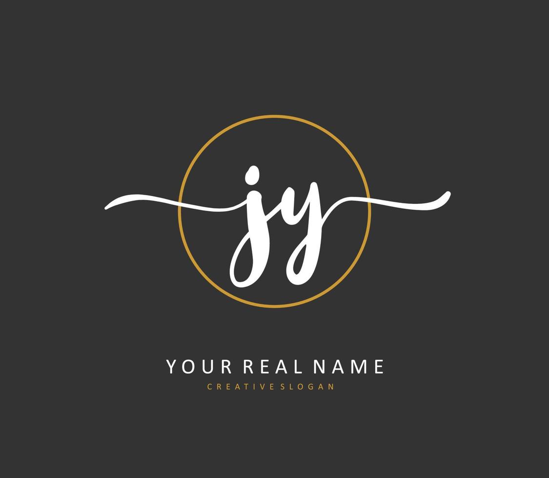 JY Initial letter handwriting and  signature logo. A concept handwriting initial logo with template element. vector