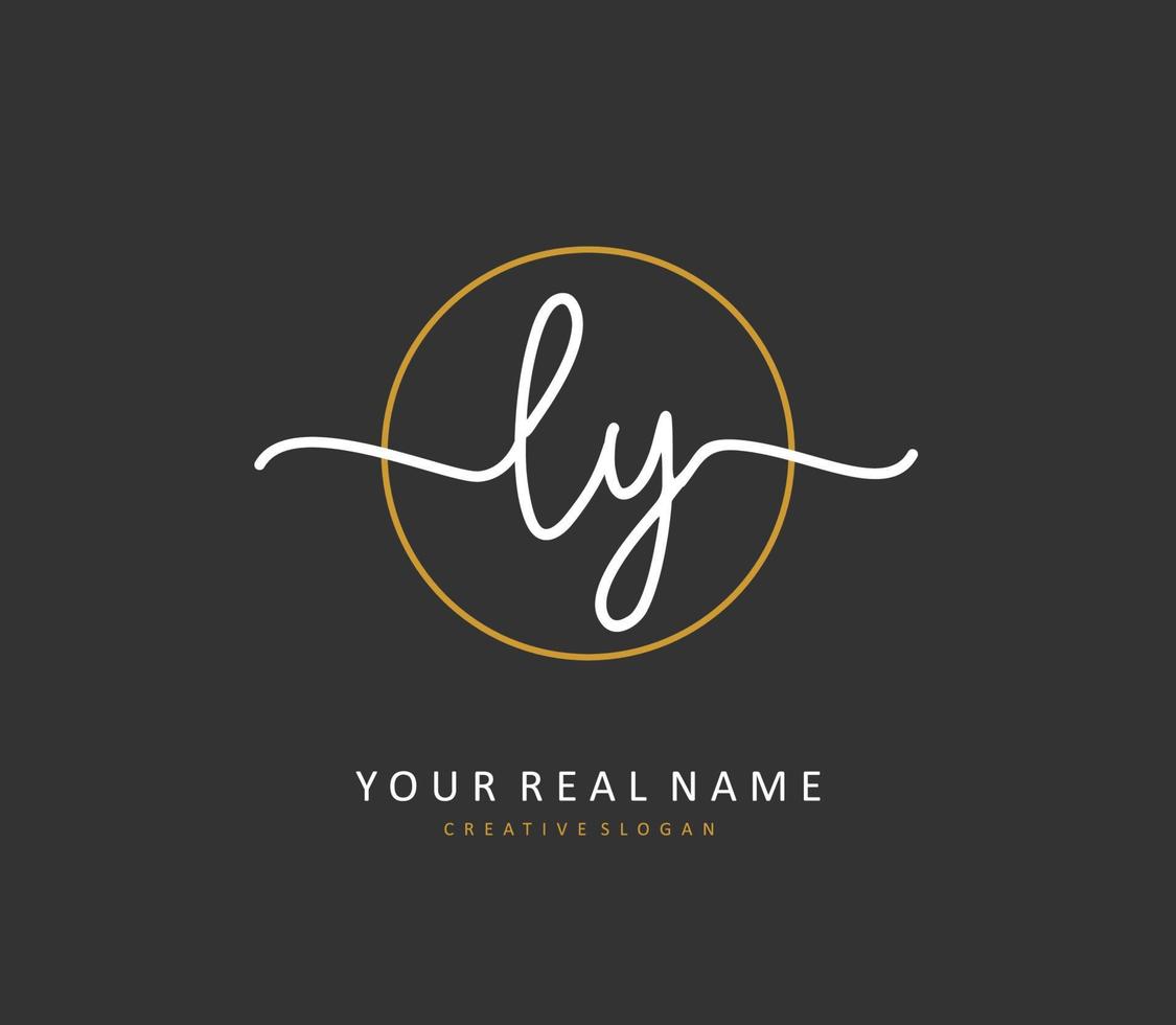 LY Initial letter handwriting and  signature logo. A concept handwriting initial logo with template element. vector