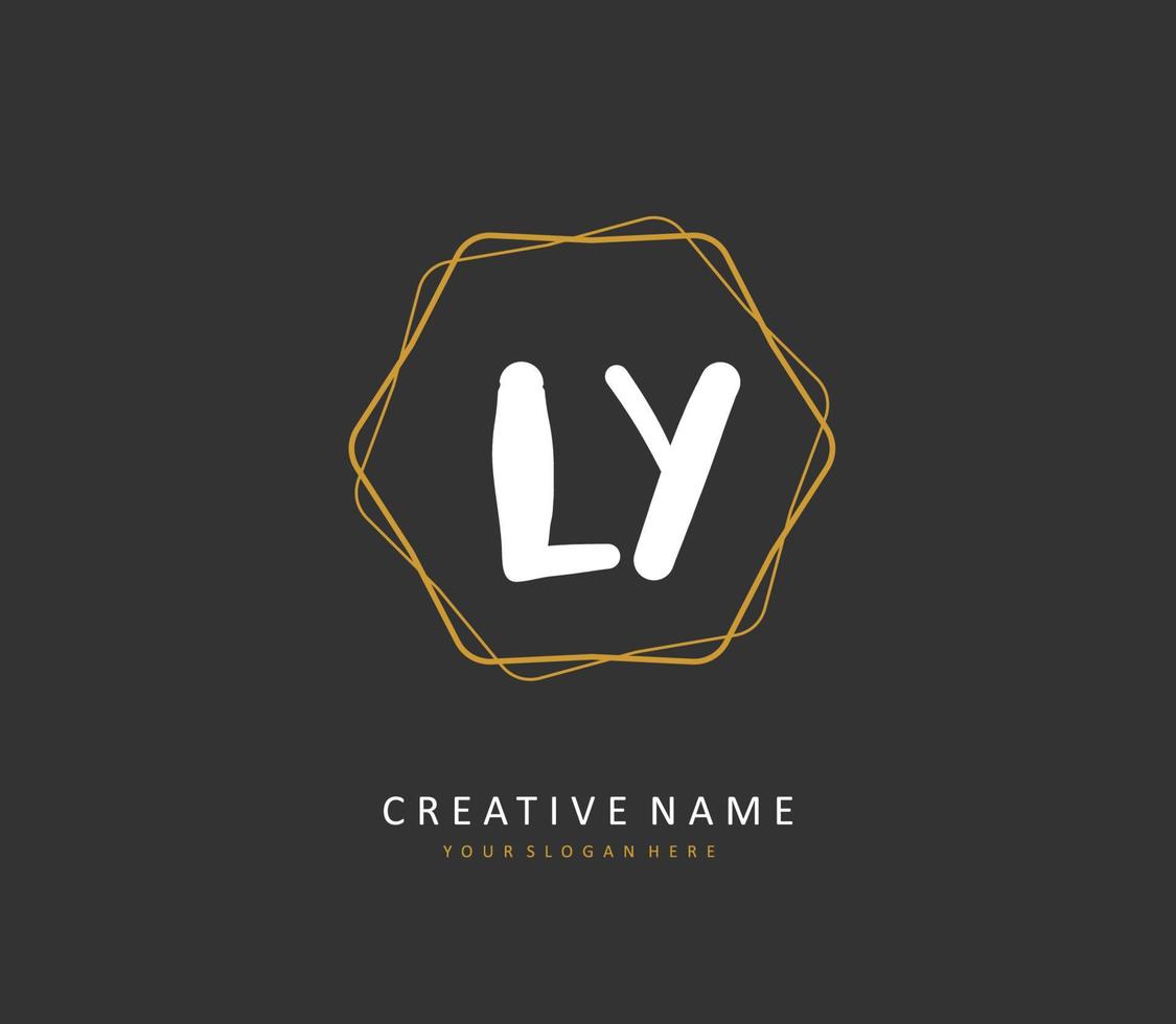 LY Initial letter handwriting and  signature logo. A concept handwriting initial logo with template element. vector